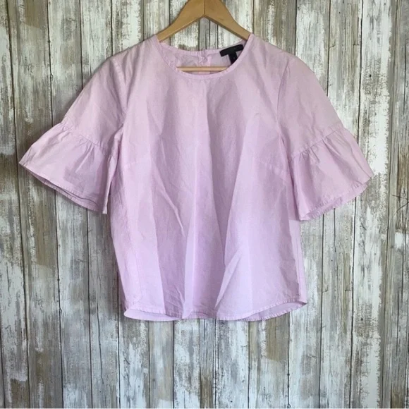 J. Crew Lavender Ruffle Sleeve Button Back Blouse - Picture 4 of 7